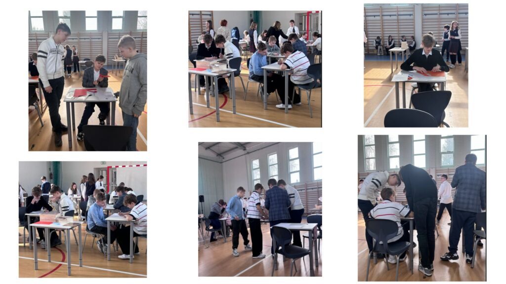 kolarz zespołu – grupa uczniów którzy zwyciężyli – 6 osób – dyplomy, nagrody, medale